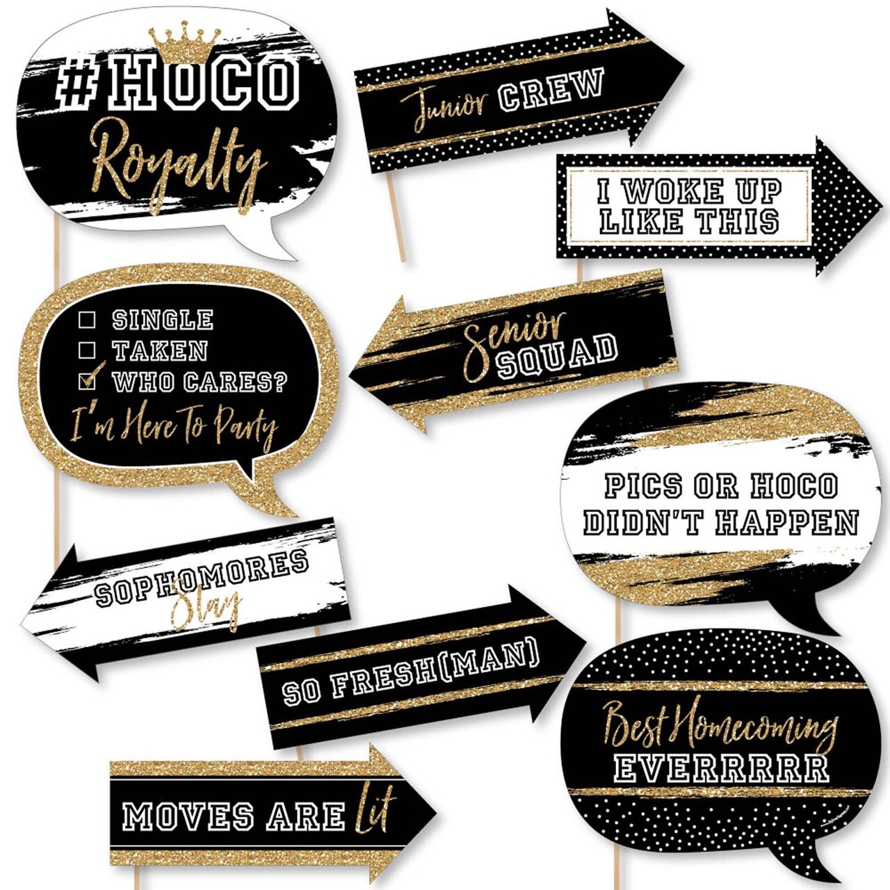 Big Dot of Happiness Funny Hoco Dance - Homecoming Photo Booth Props Kit - 10 Piece